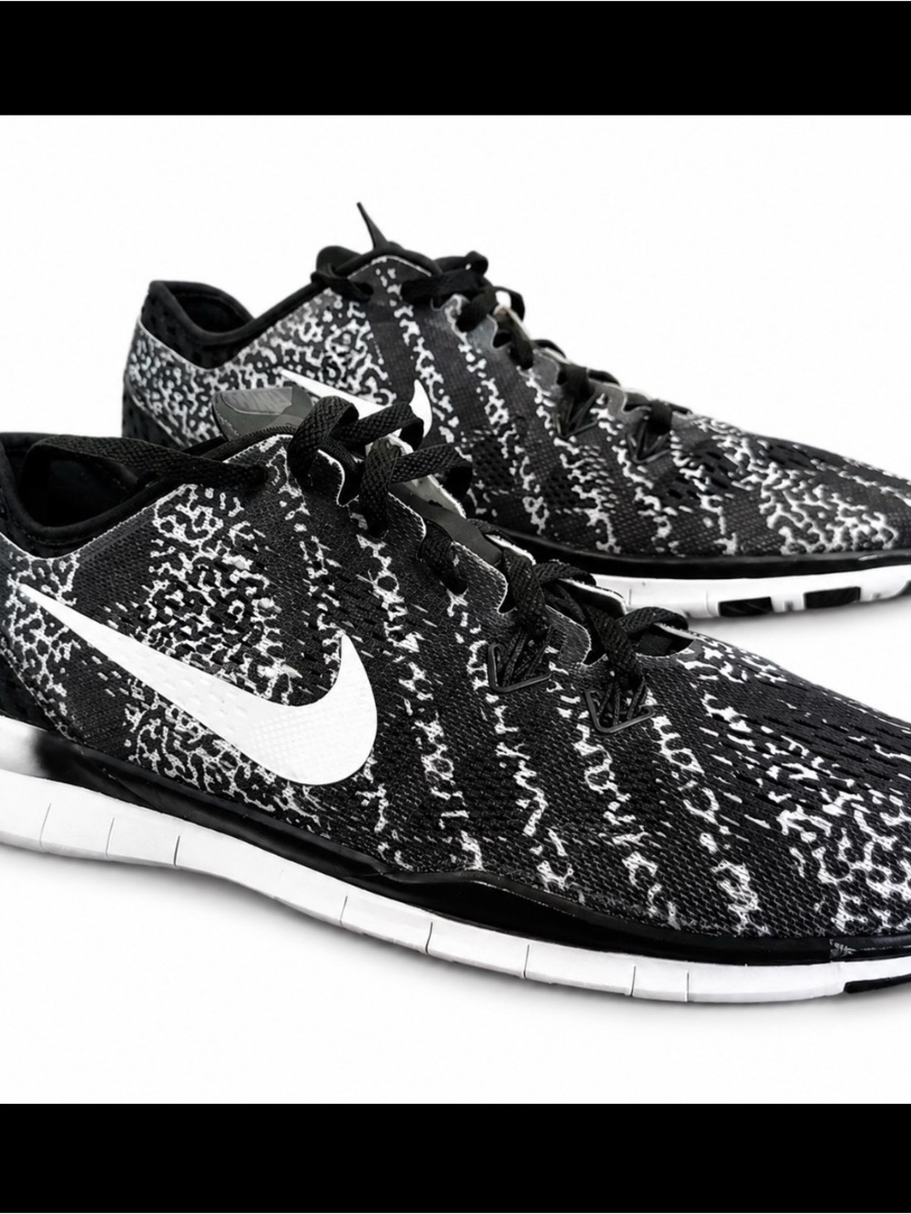 Nike Black/White Knit Running Sneakers SZ 8 Free 5.0 TR Fit 5 PRT 704695-0